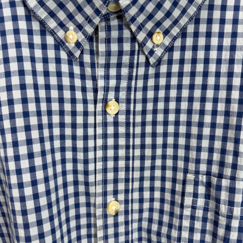 Blue Mountain 3XL Mens Navy Blue Gingham Check‎ Long Sleeve Button Down Shirt